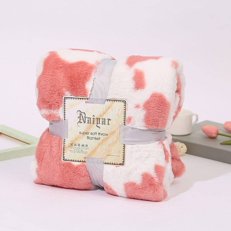 Ultra-Soft Cow Print Fleece Throw Blanket