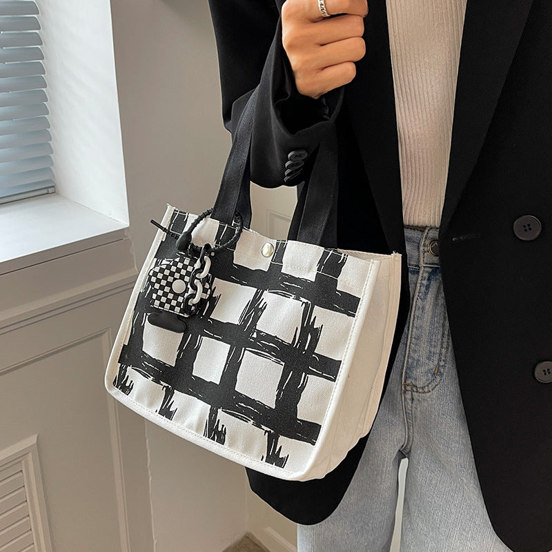 Modern Geometric Print Canvas Tote Bag