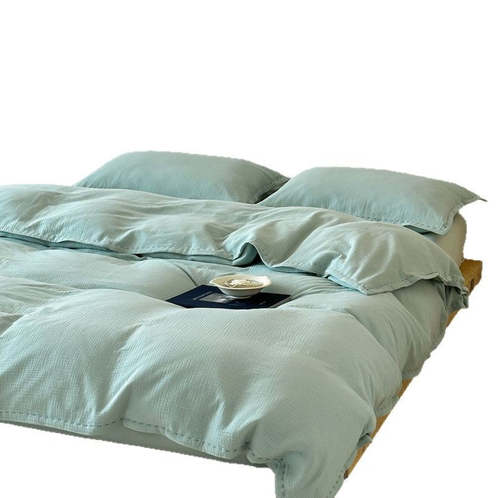 Washed Waffle-Texture Cotton Duvet Cover Set with Pillow Shams