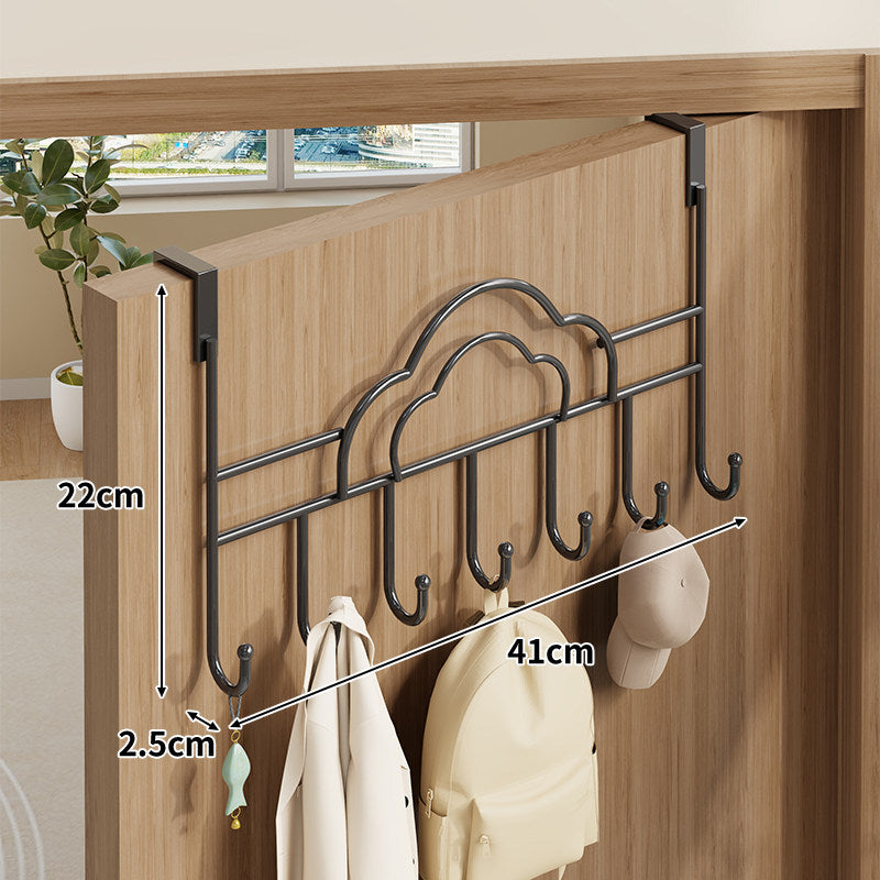 Over-Door Double-Tier Wire Mesh Storage Rack with Utility Hooks
