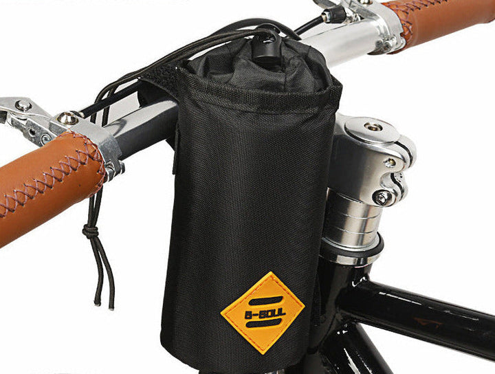 durable waterproof handlebar storage pouch with drawstring closure and reflective safety patch Stornfield