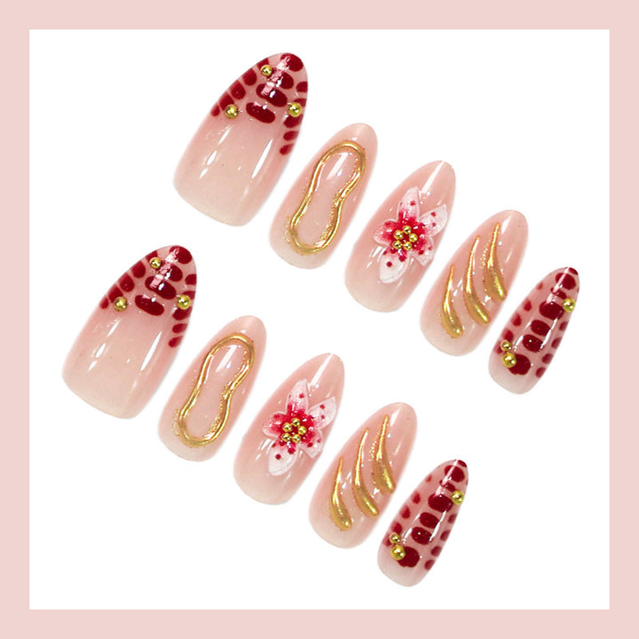 Creative nail art set with floral embellishments and glamorous accents Stornfield