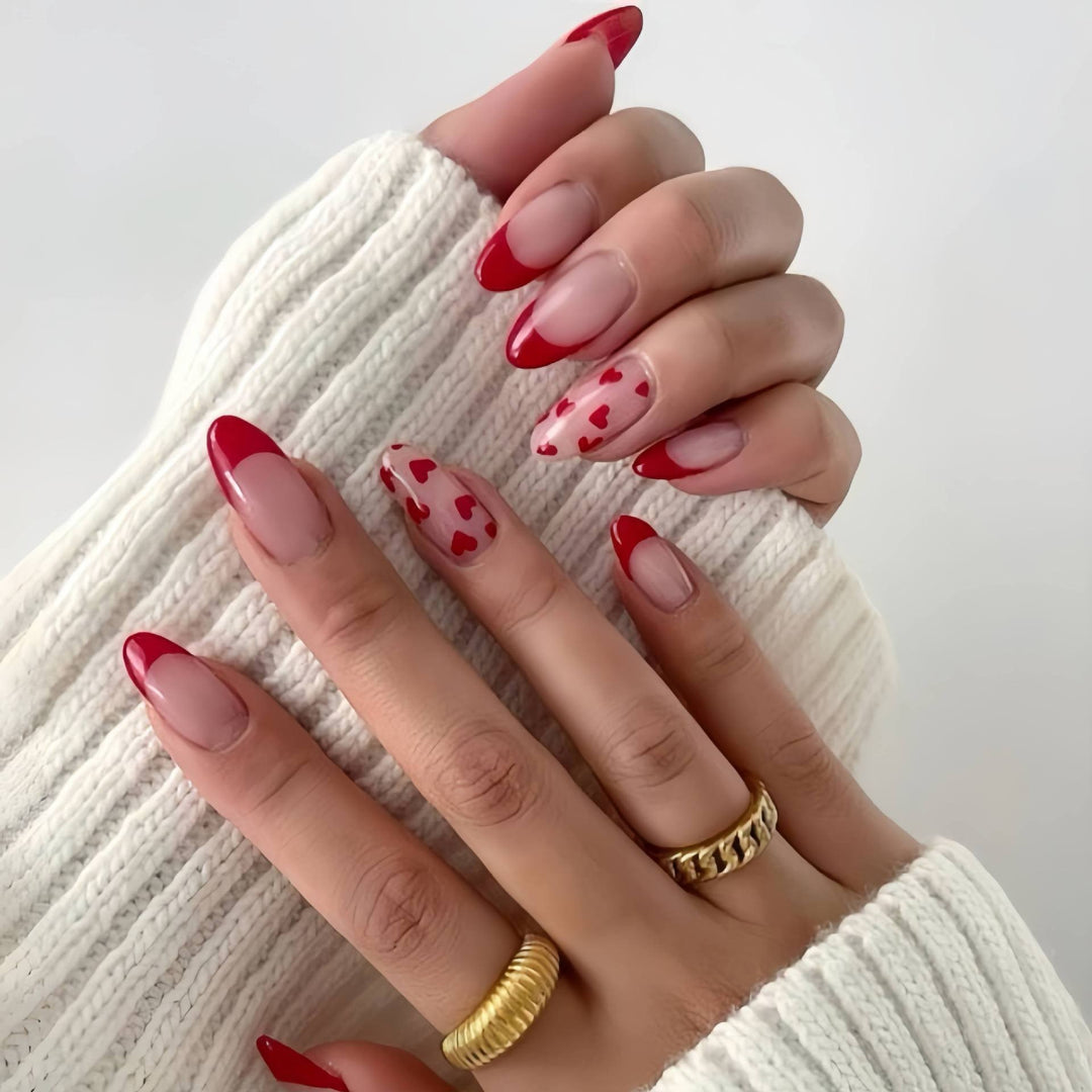 Artistic Heart-Embellished Press-On Nail Art Stornfield
