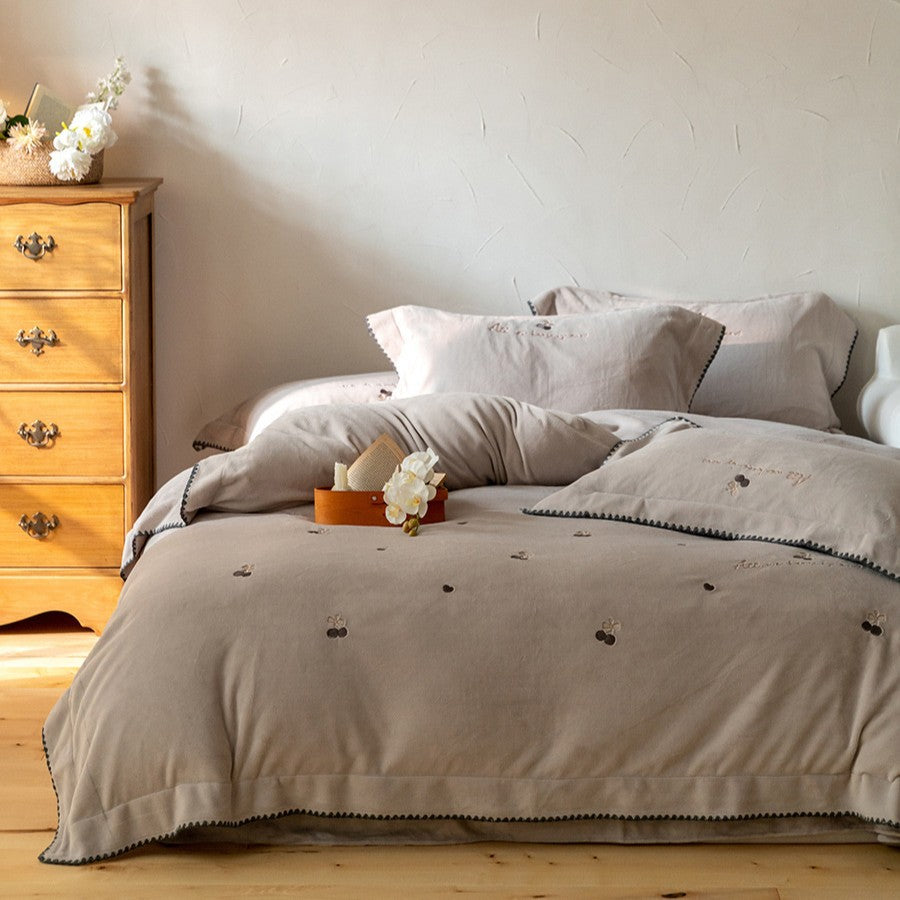 Linen-Blend Pintuck Duvet Cover Set with Matching Pillow Shams