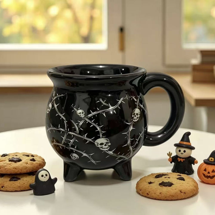 Ceramic kettle mug with star and planet decor
