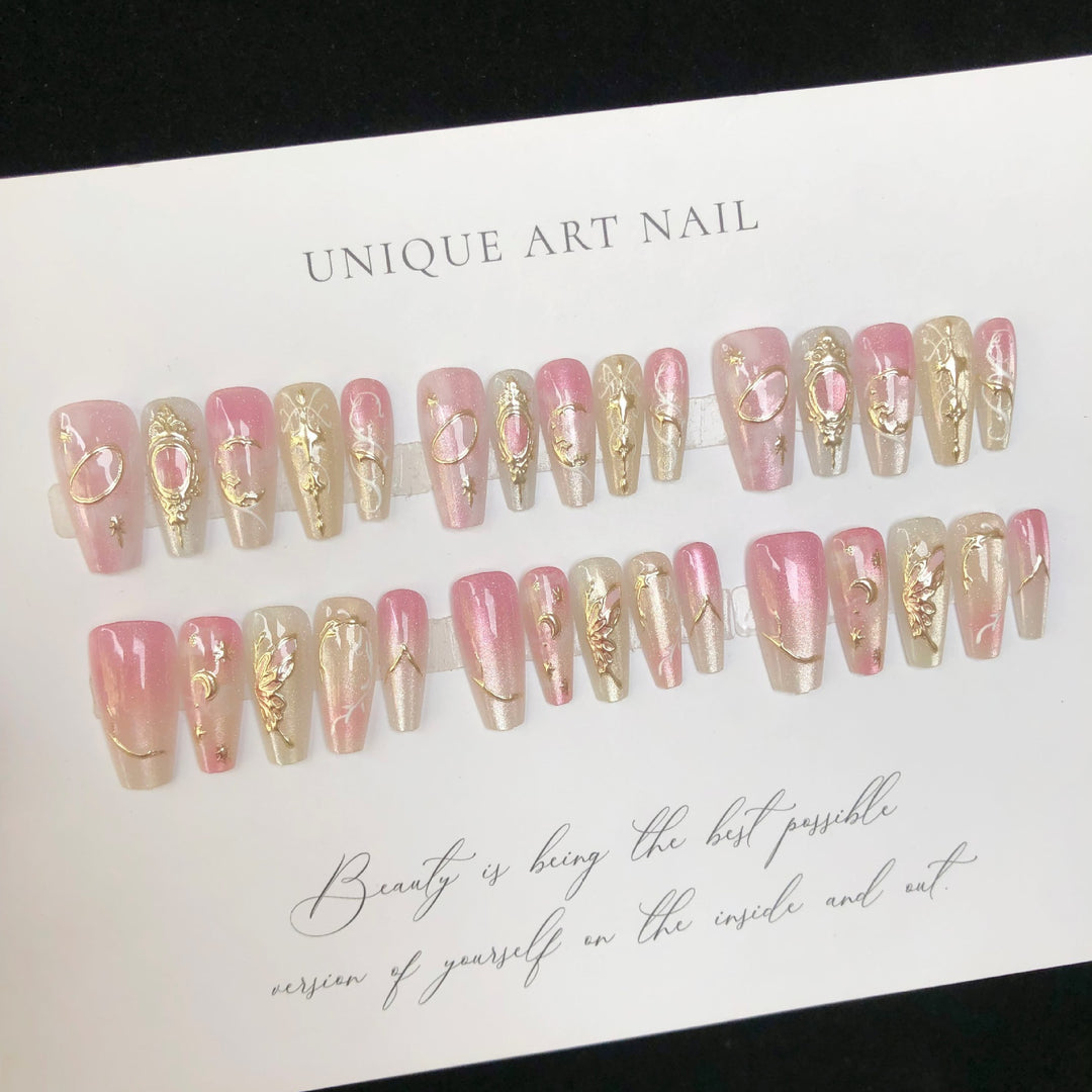 Artistic Gem-Embellished Press-On Nail Set