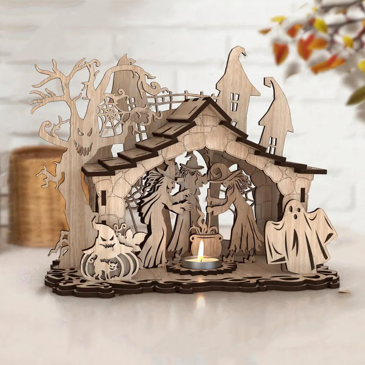 3D Halloween-Themed Wooden Decor