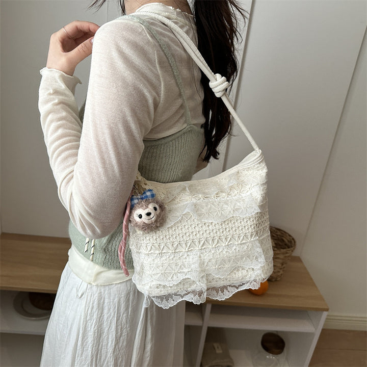 Elegant Lace-Embellished Handbag