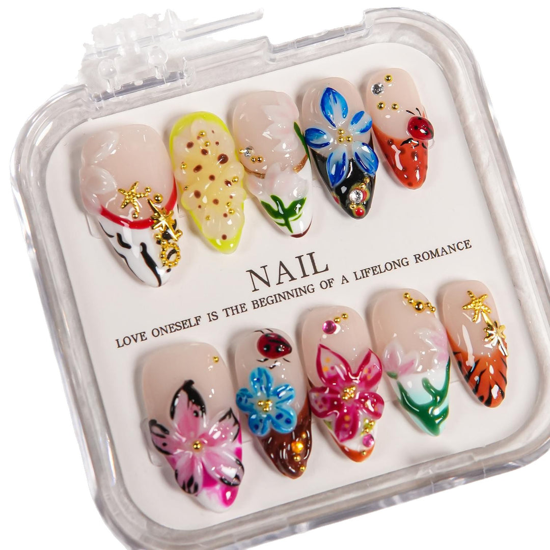3D Floral Design Press-On Nail Set