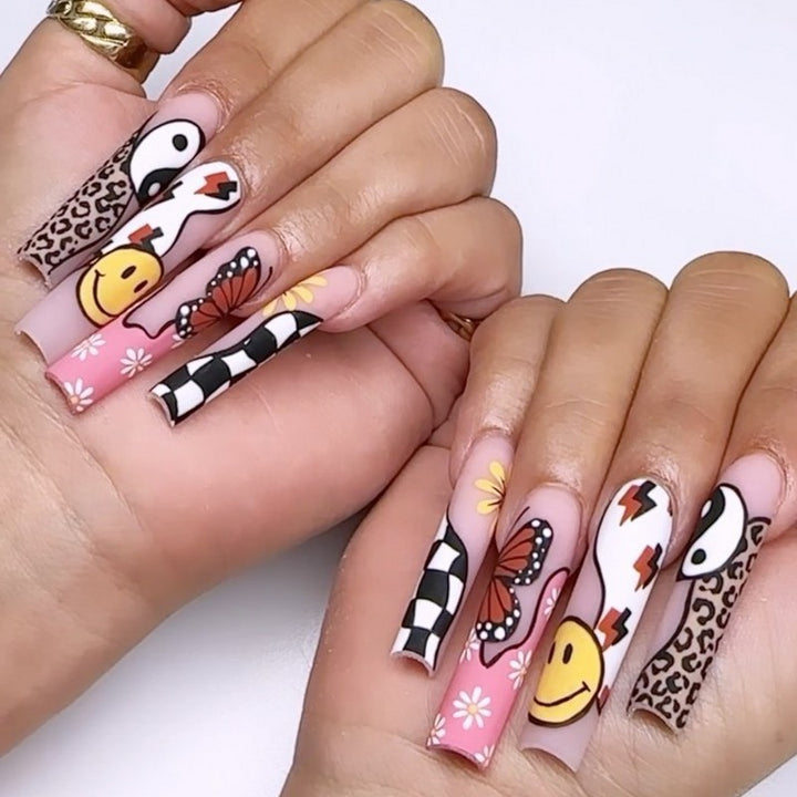 Artificial nails with colorful butterfly design Stornfield