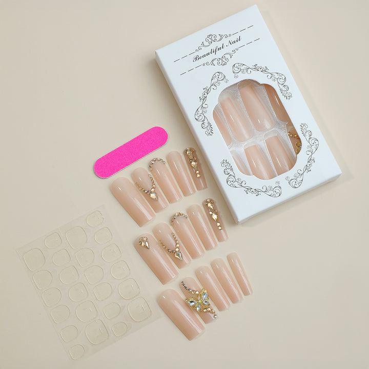 Decorative Press-On Nail Set with Rhinestone Embellishments Stornfield