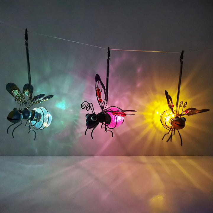 Whimsical Hanging Glass Bee Solar Garden Lantern Ornament Stornfield