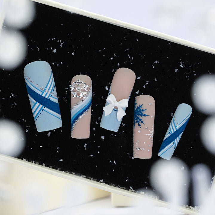 Premium Nail Extensions with Luxurious Winter Design Stornfield