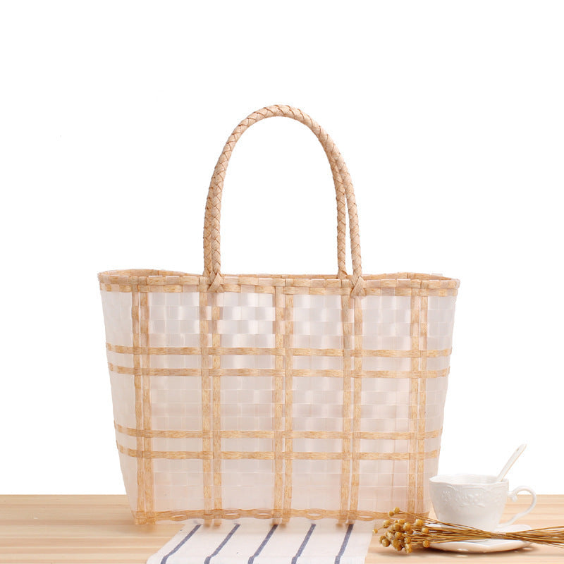 Tote bag with transparent window and braided handles Stornfield