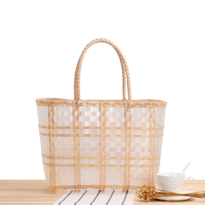 Tote bag with transparent window and braided handles Stornfield