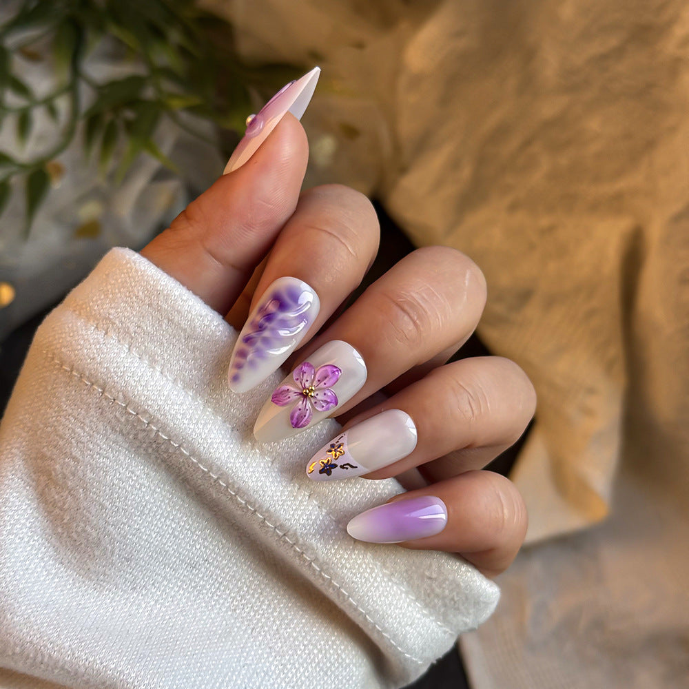 Artistic Floral-Embellished Press-On Nails Stornfield