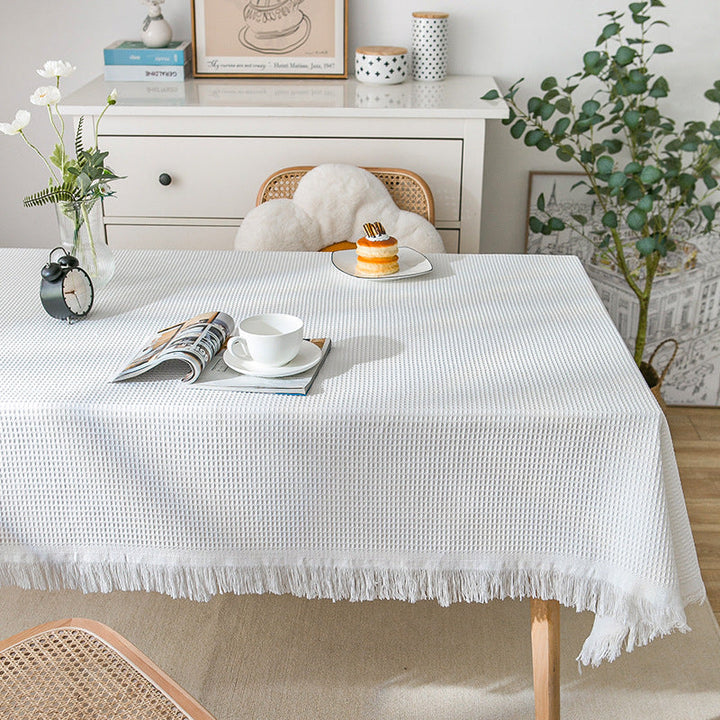 Stornfield | Modern Waffle Tablecloth, Knitted Lace Fabric Coffee Cloth, Round Tablecloth, Rectangular Tablecloth
