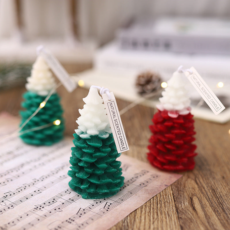 Layered Pine-Form Scented Sculptural Candle with Decorative Gift Box