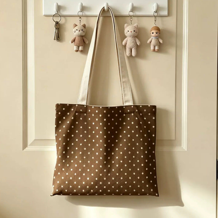 Casual Polka Dot Canvas Tote Bag