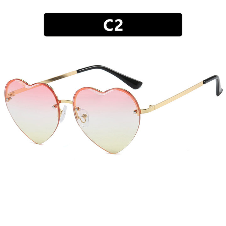 Women's Heart-Shaped Sunglasses with Mirrored Lenses and Fashionable Metal Frame Stornfield