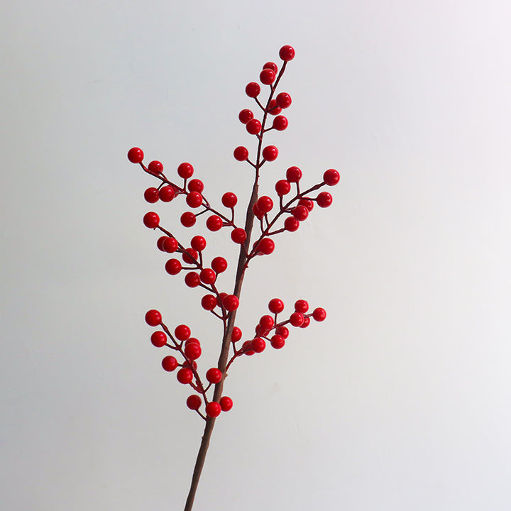 Decorative Berry Branch with Glossy Finish for Decor
