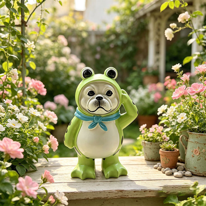 Decorative dog figure with frog motif Stornfield