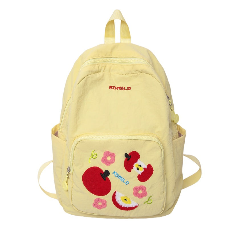 Casual Embroidered Apple Print School Backpack Stornfield