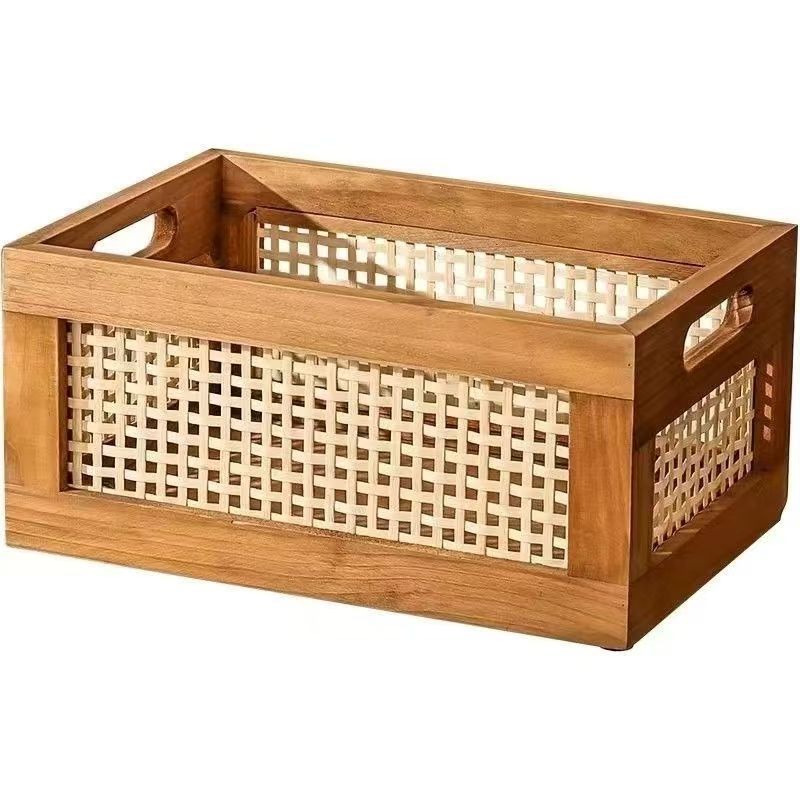 High-quality storage basket with rattan details Stornfield