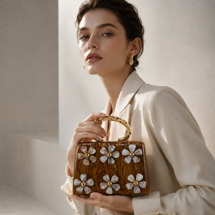 Floral Acrylic Handheld Clutch