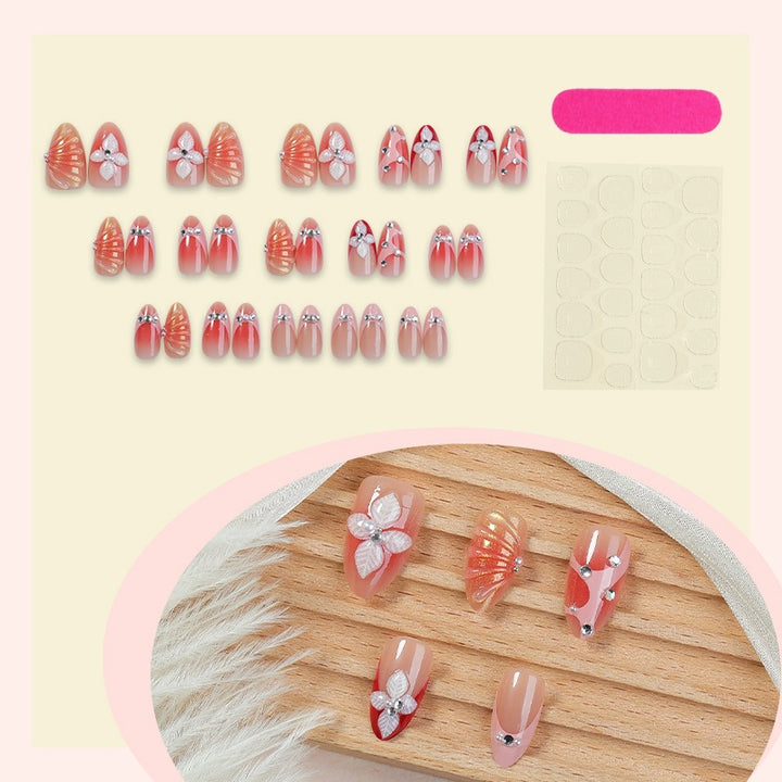 Artificial nail set with floral decorations Stornfield