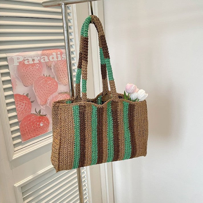 Handwoven shopping bag with modern stripes Stornfield