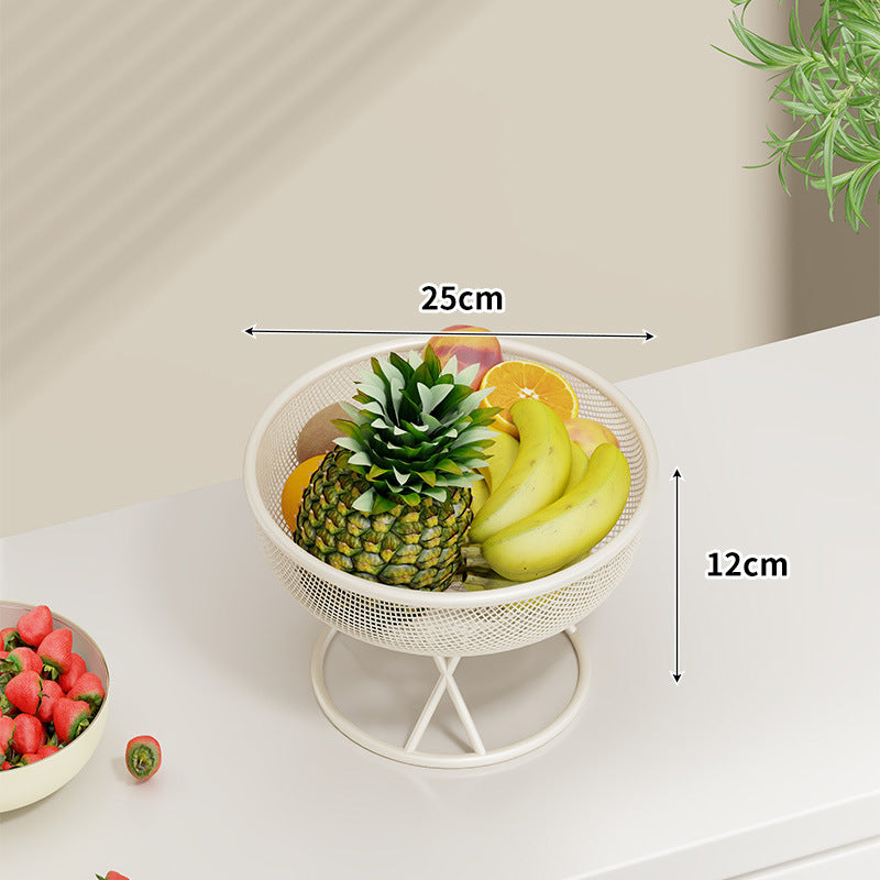 Elevated Mesh Metal Fruit Bowl Pedestal Organizer