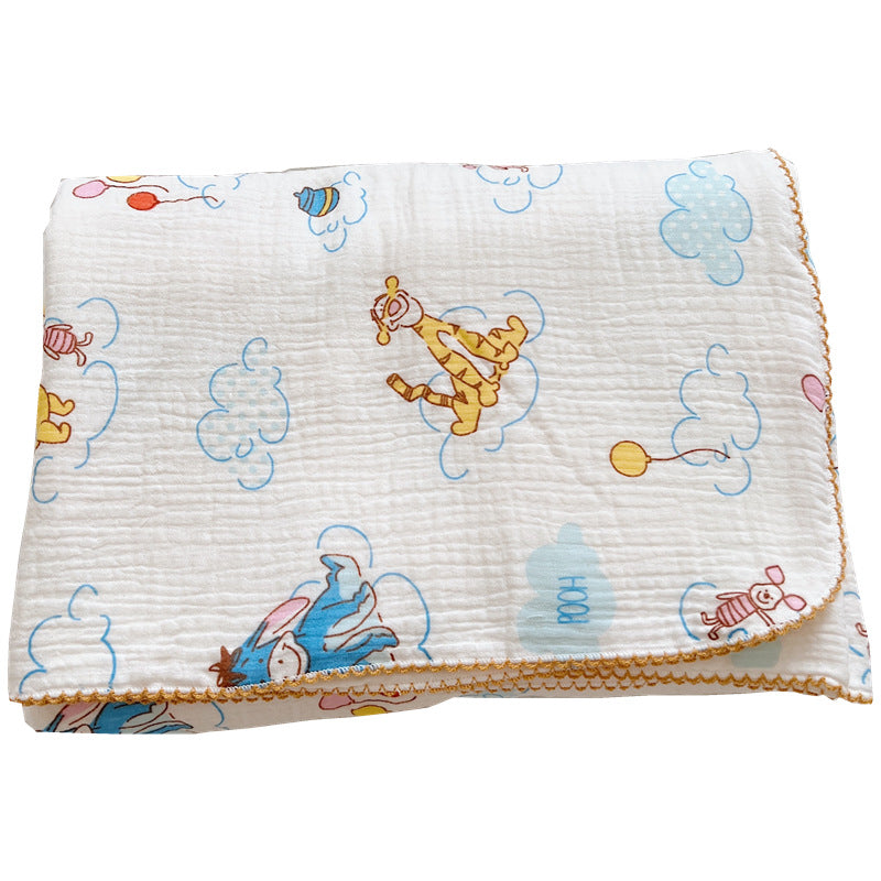 Unisex Cozy Muslin Blanket with Cheerful Winnie Pooh Motif Stornfield