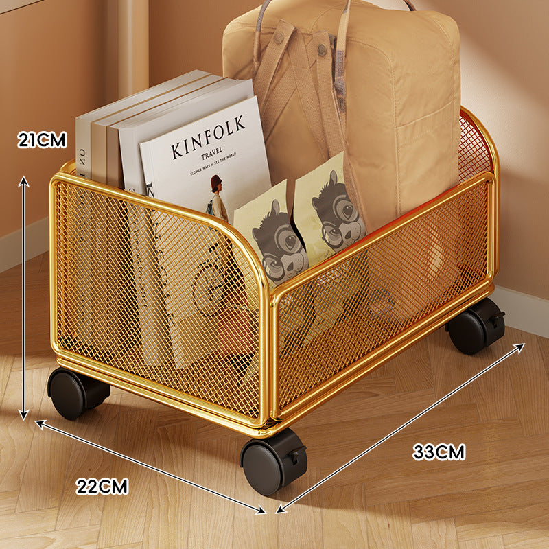 Mesh Rolling Storage Basket with Locking Swivel Casters and Ventilated Wire Frame