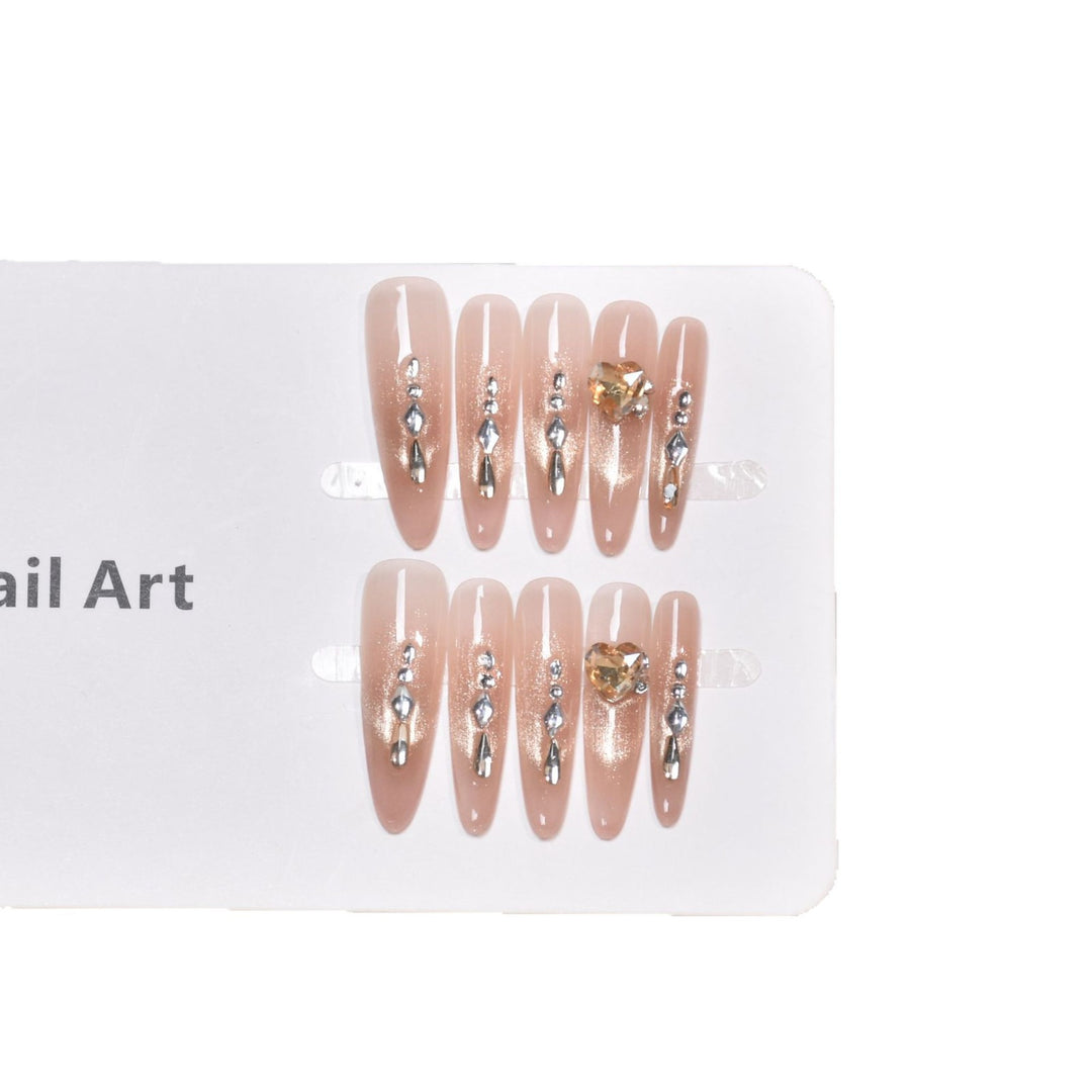 Elegant Rhinestone-Embellished Long Press-On Nail Extensions Stornfield