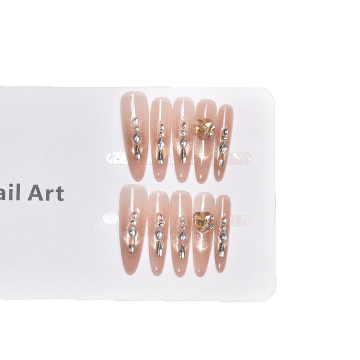 Elegant Rhinestone-Embellished Long Press-On Nail Extensions Stornfield