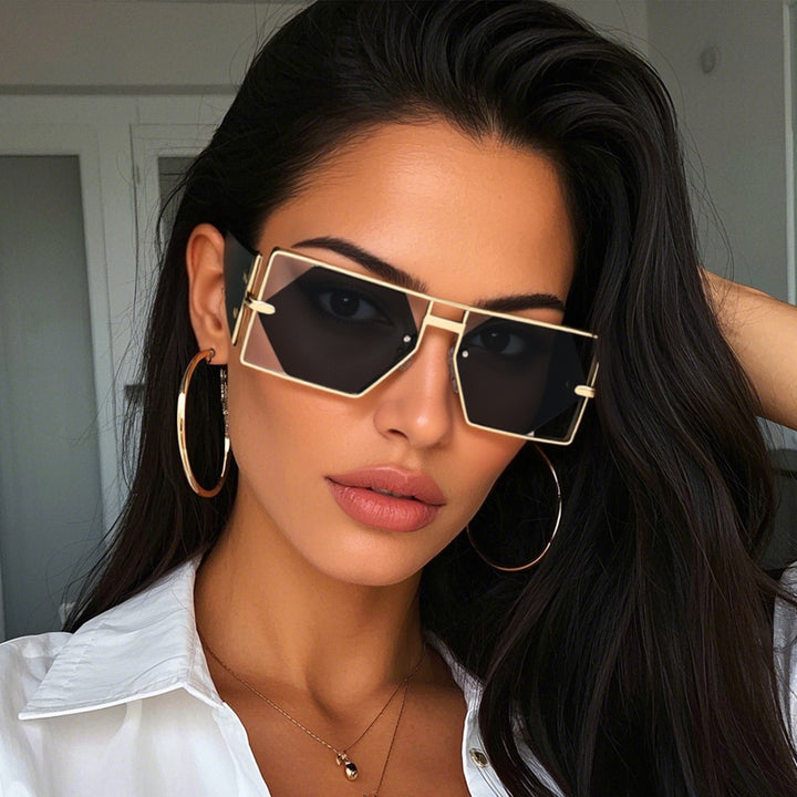 Geometric Shield Sunglasses with Premium Metallic Frame Stornfield