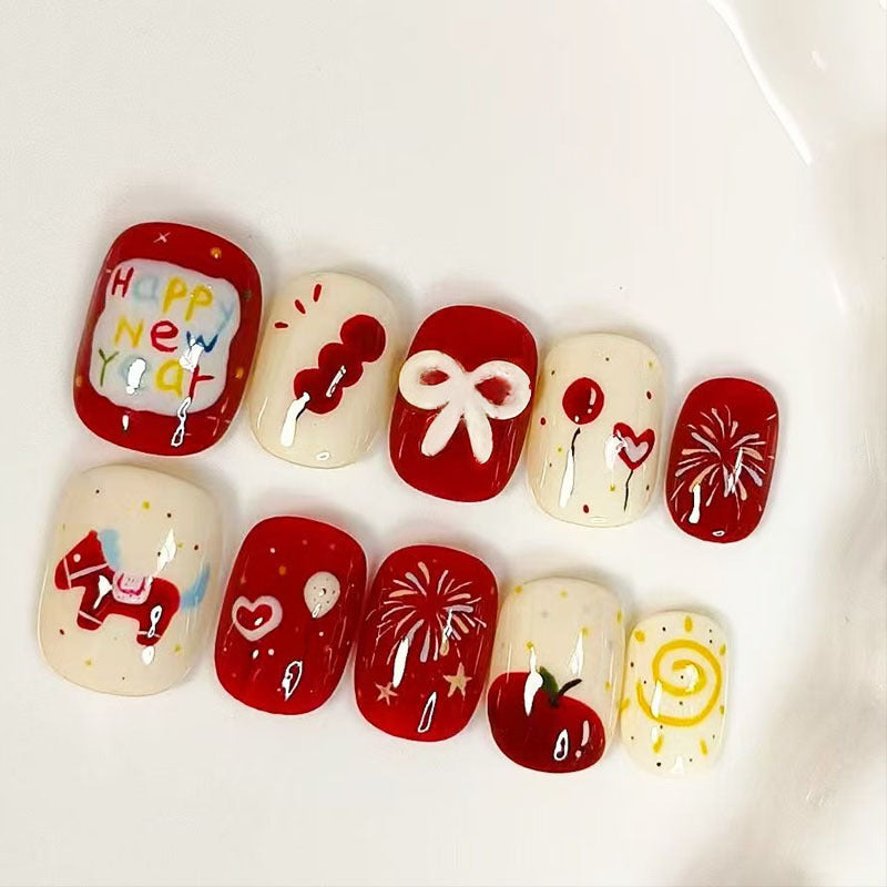 Artistic Cat-Themed Press-On Nail Art Set Stornfield