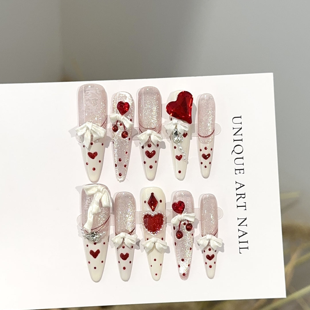 Heart-Themed Articulated Press-On Nail Set