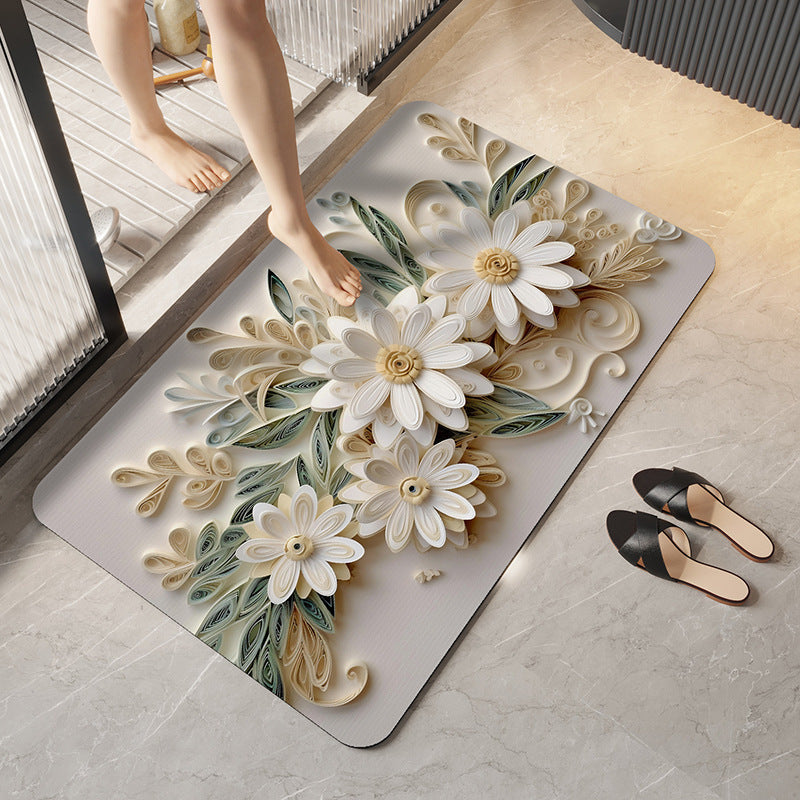 Soft Plush Floral Design Bath Mat
