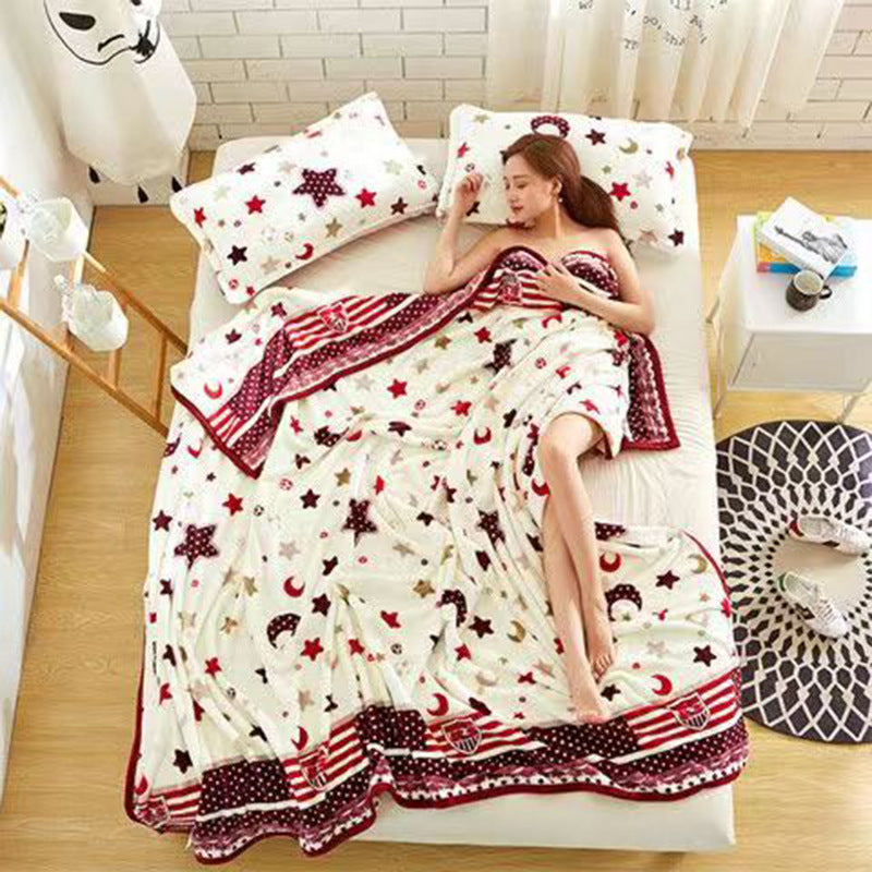 Women Cozy Fleece Blanket with Stars and Moons Stornfield