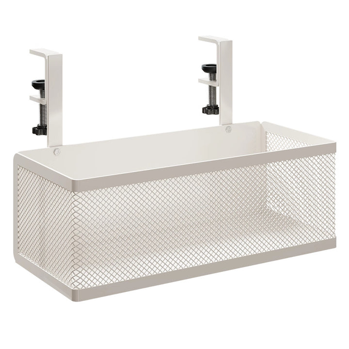 Under-Desk Clamp-On Mesh Cable and Power Strip Organizer Basket