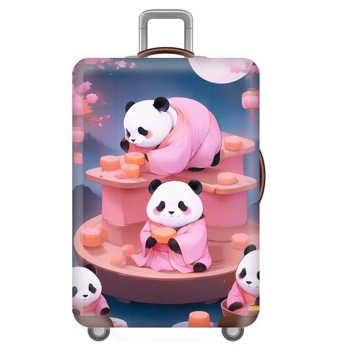 Unisex non-elastic suitcase cover for hard shell trolley with cute panda design, stretch protective cover with handle and wheel openings Stornfield