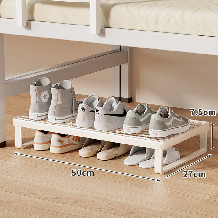 Low-Profile Stackable Shoe Riser Shelf with Ventilated Grid Top for Under-Bed and Entryway