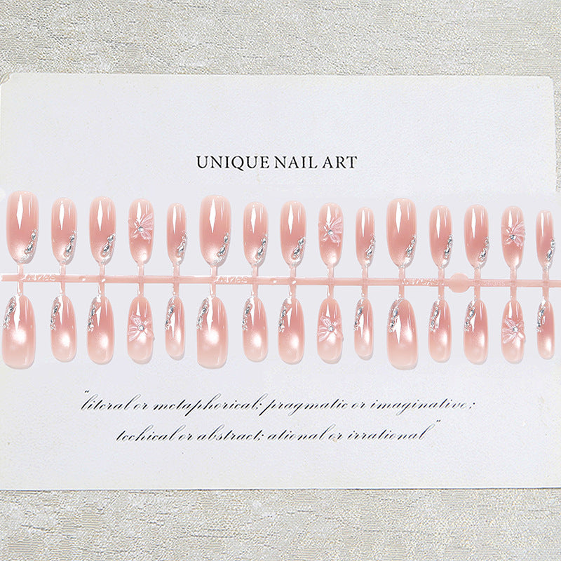 Acrylic nail set with elegant ombre design and sparkling accents Stornfield