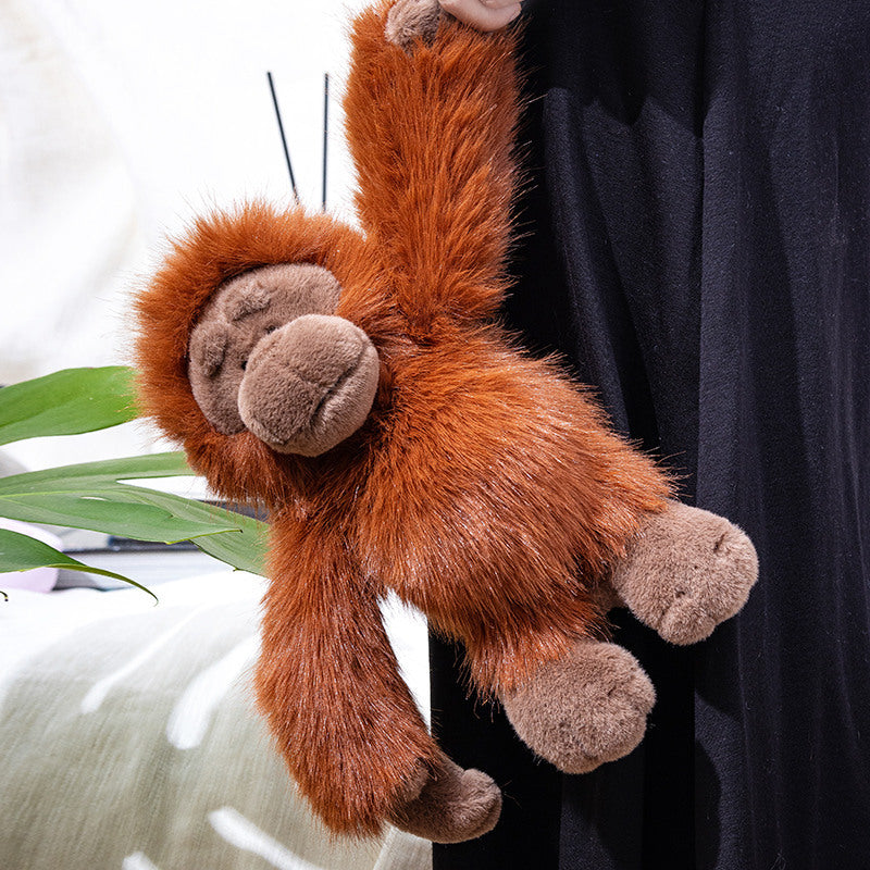Plush Sitting Gorilla Toy with Long Faux Fur and Soft Bean-Fill Stornfield