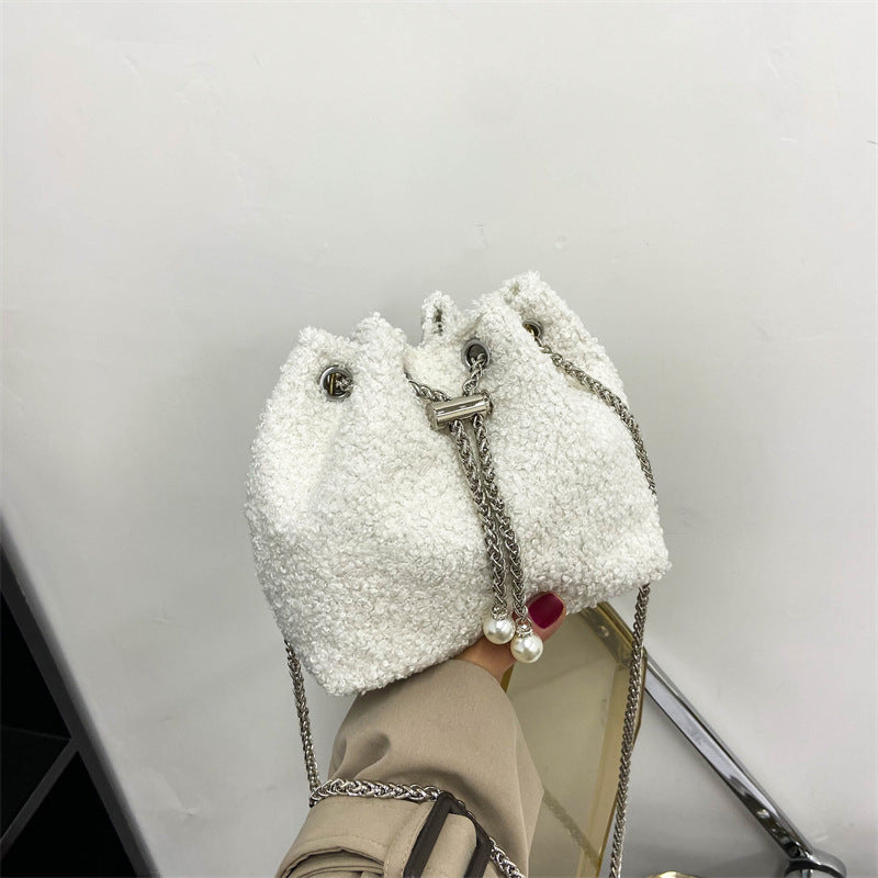 Plush Drawstring Bucket Bag