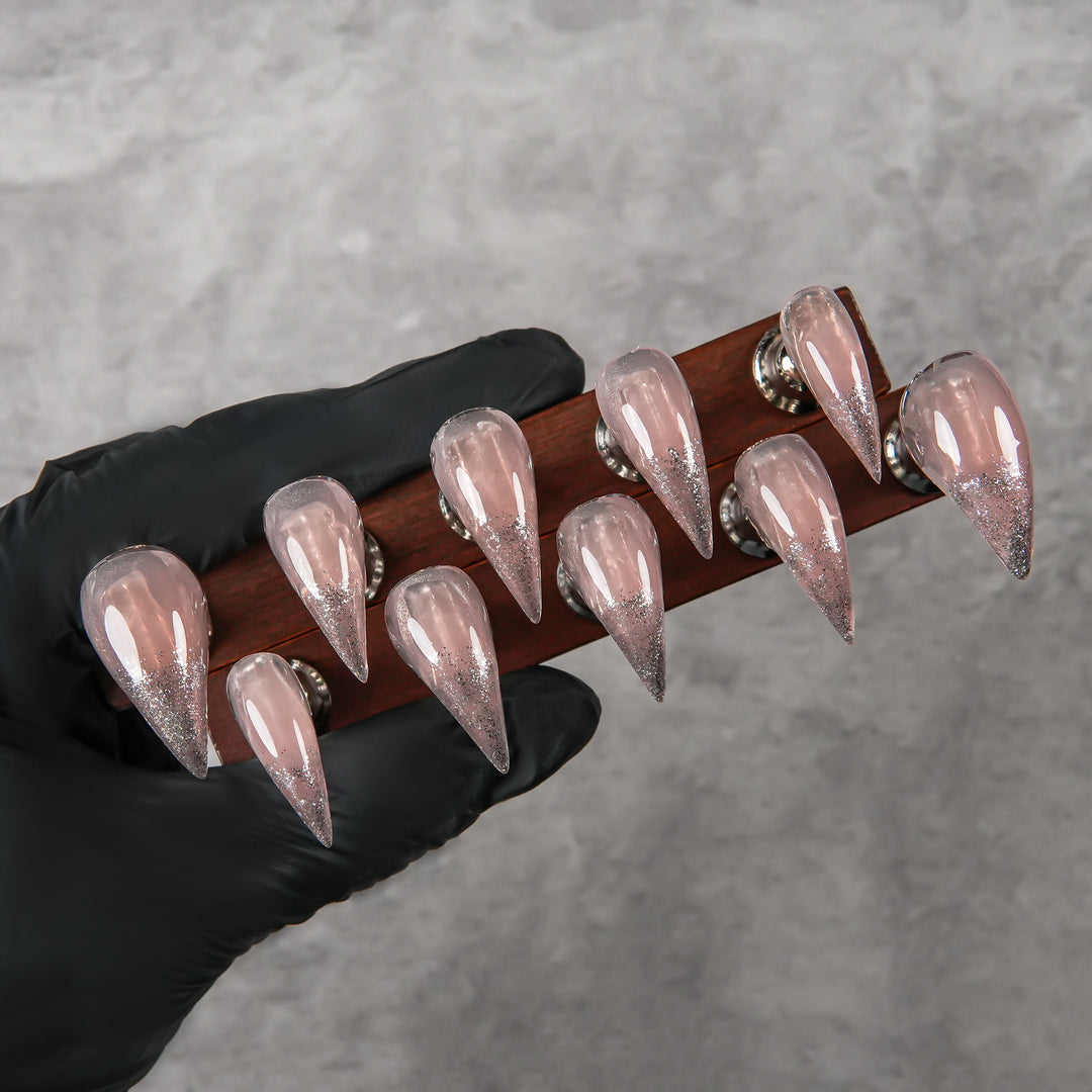 Stiletto Press-On Nail Enhancements with Gem Accents