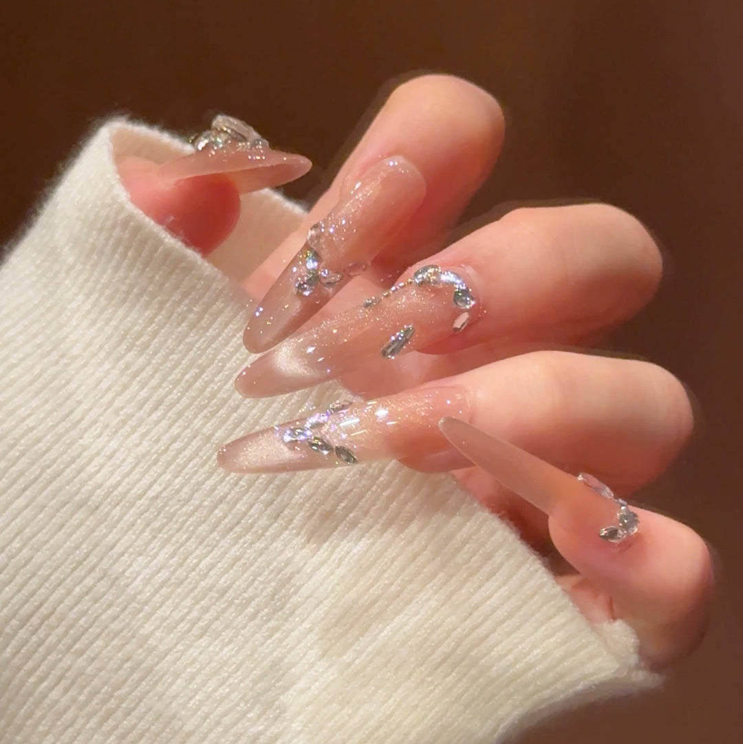 Crystal-Embellished Press-On Nail Extensions Stornfield