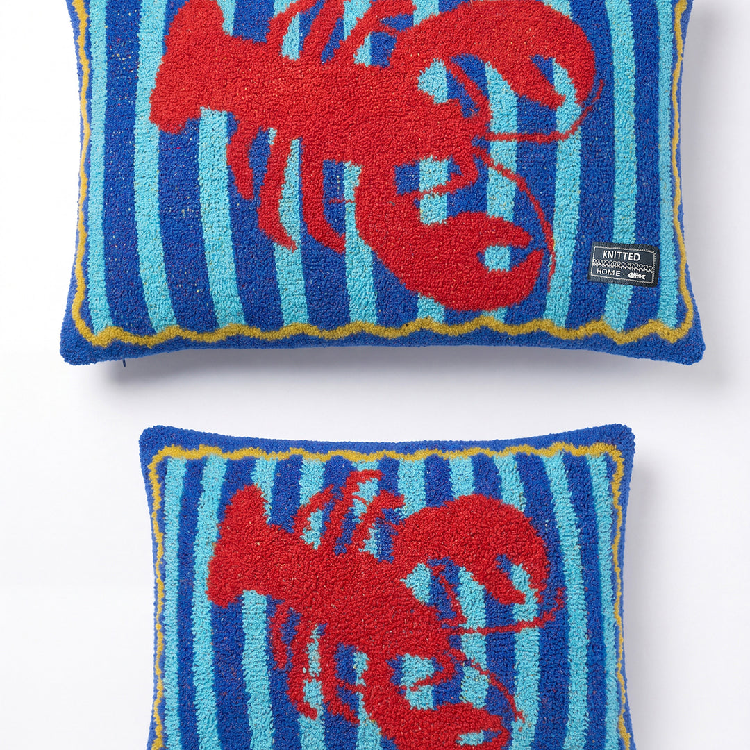 Decorative Knitted Lobster Throw Blanket with Matching Lumbar Pillow